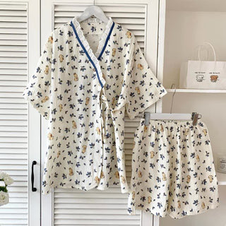 Refresh Floral Bunny Kimono Baumwoll-Pyjama-Set - image 0