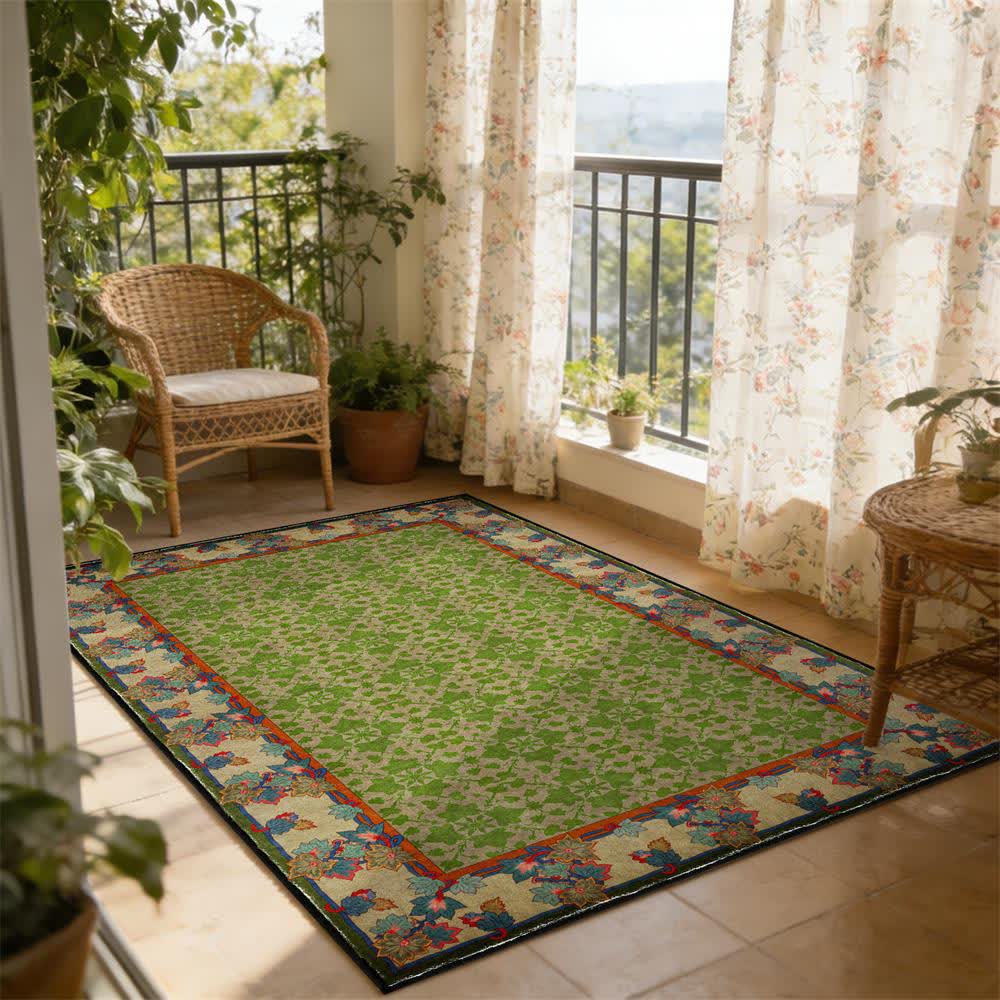 Rustikaler, botanischer, rutschfester Teppich im Landhausstil - 95" x 119" - image 0