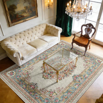 Eleganter Teppich im französischen Schlossstil mit Blumenmuster - 95" x 119" - image 0