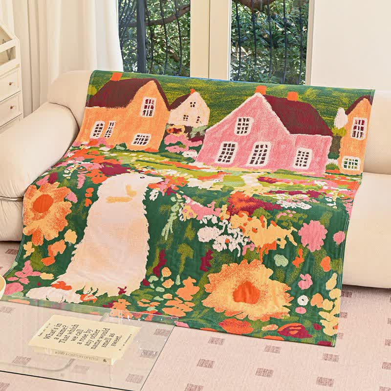 Charmante Baumwolldecke für ein Frühlingsdorf - 150cm x 200cm - image 0