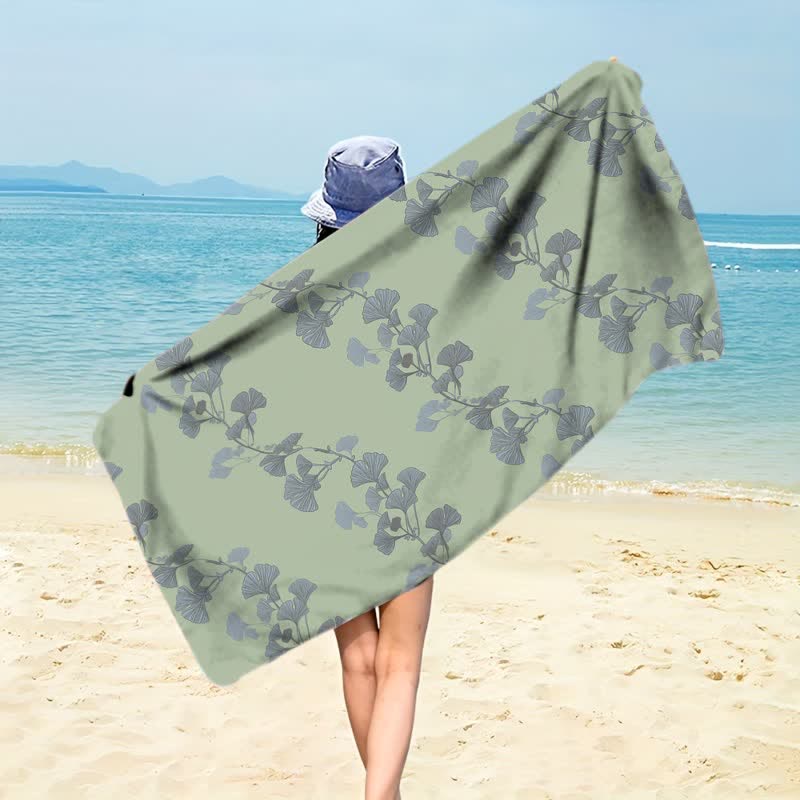 Strandtuch aus Ginkgoblättern - Grün - 150 cm x 70 cm - image 0