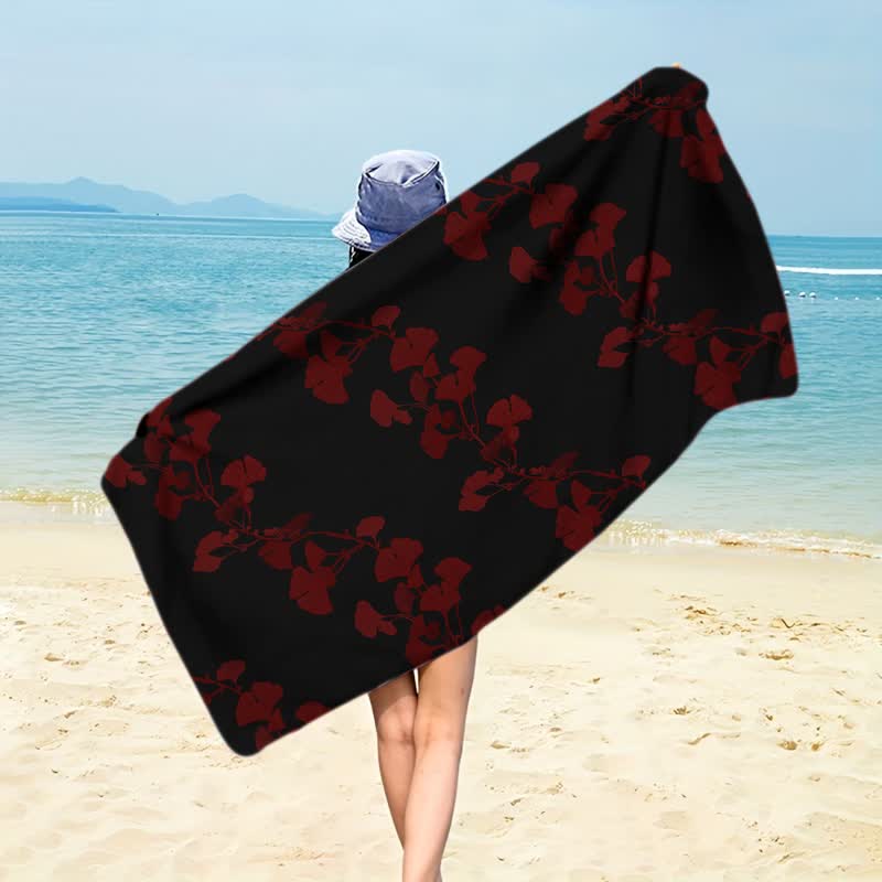 Strandtuch aus Ginkgoblättern - Schwarz - 150 cm x 70 cm - image 20