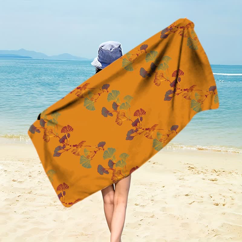 Strandtuch aus Ginkgoblättern - Orange - 150 cm x 70 cm - image 28