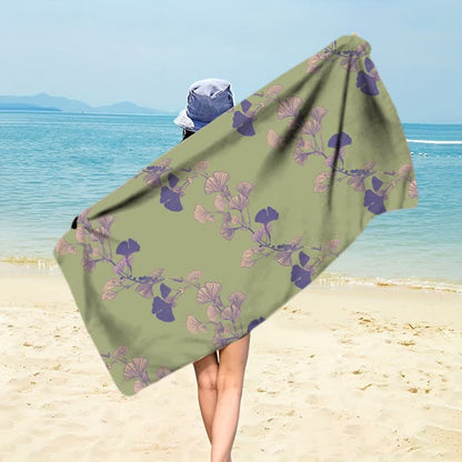 Strandtuch aus Ginkgoblättern - Lila & Grün - 150 cm x 70 cm - image 36