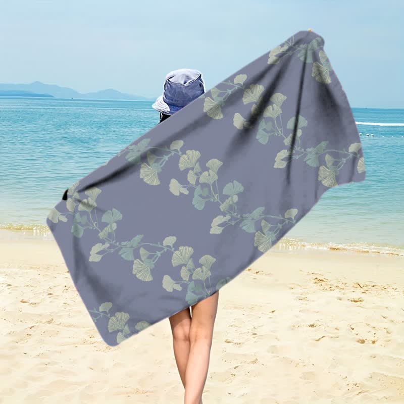 Strandtuch aus Ginkgoblättern - Blau - 150 cm x 70 cm - image 4