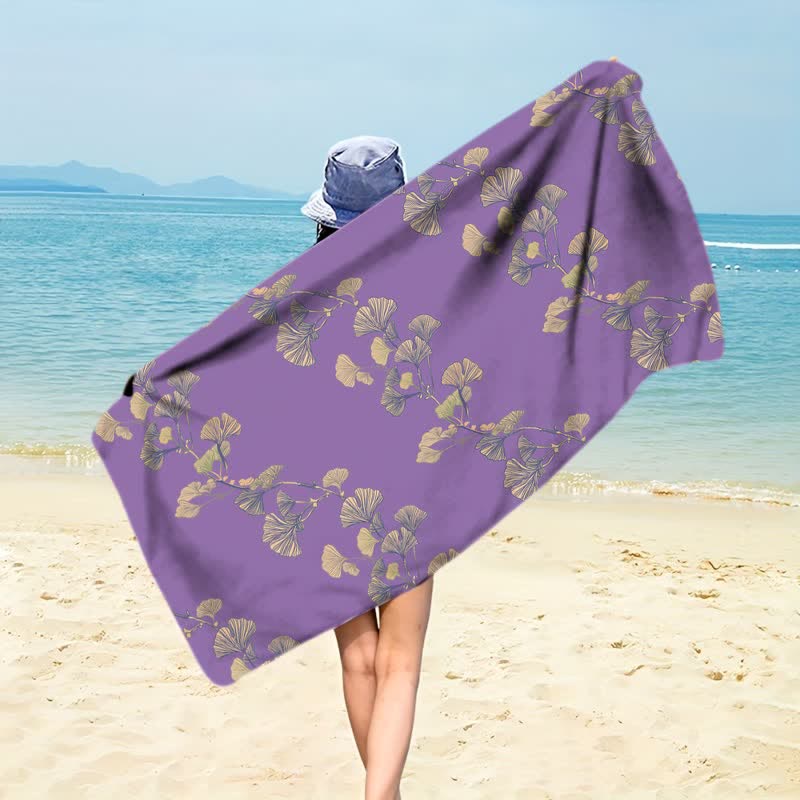 Strandtuch aus Ginkgoblättern - Lila - 150 cm x 70 cm - image 32