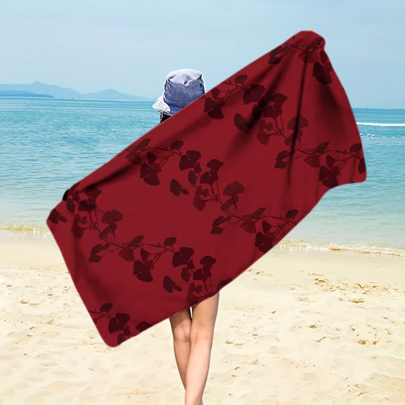 Strandtuch aus Ginkgoblättern - Rot - 150 cm x 70 cm - image 16