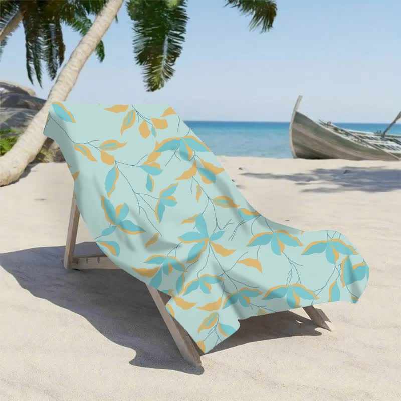 Strandtuch mit künstlerischem botanischem Blattmuster - image 1