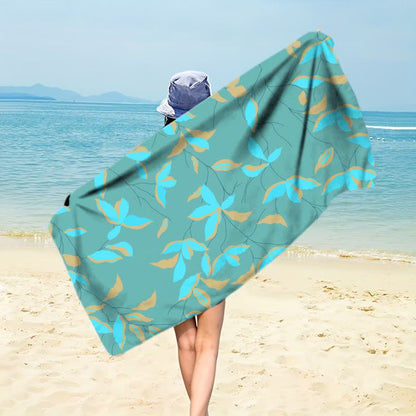 Strandtuch mit künstlerischem botanischem Blattmuster - Dunkelgrün - 150 cm x 70 cm - image 5