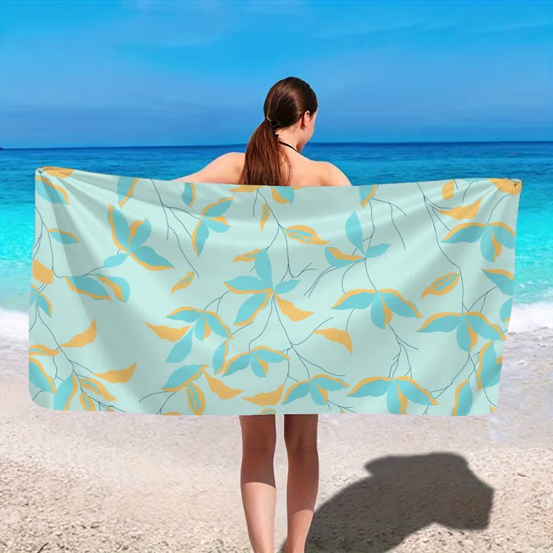 Strandtuch mit künstlerischem botanischem Blattmuster - image 2