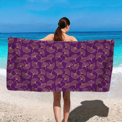 Strandtuch mit Linienzeichnung eines Ginkgoblattes - image 14