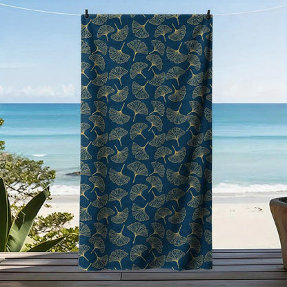 Strandtuch mit Linienzeichnung eines Ginkgoblattes - image 3