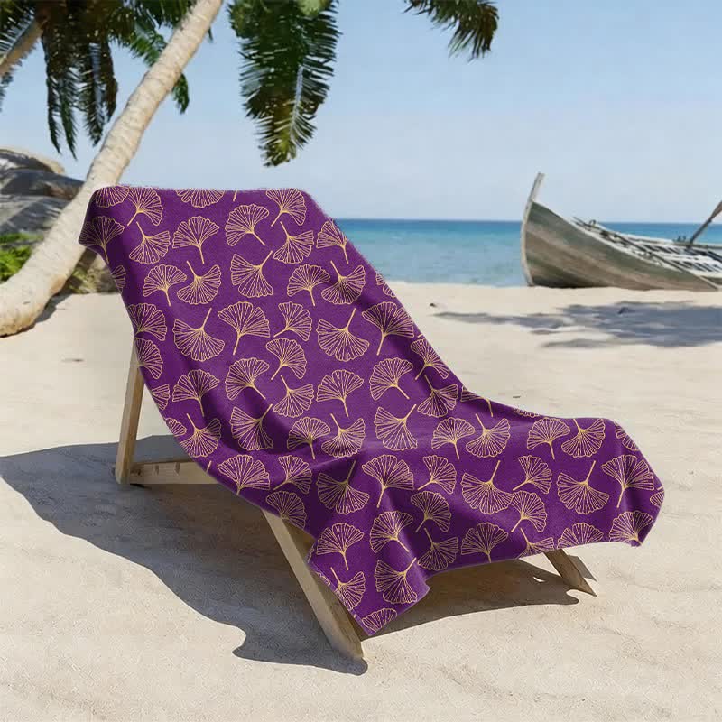 Strandtuch mit Linienzeichnung eines Ginkgoblattes - image 13