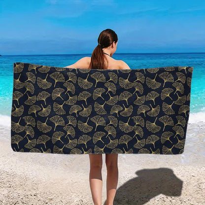 Strandtuch mit Linienzeichnung eines Ginkgoblattes - image 6