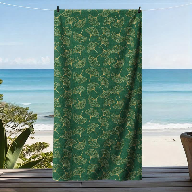 Strandtuch mit Linienzeichnung eines Ginkgoblattes - image 11