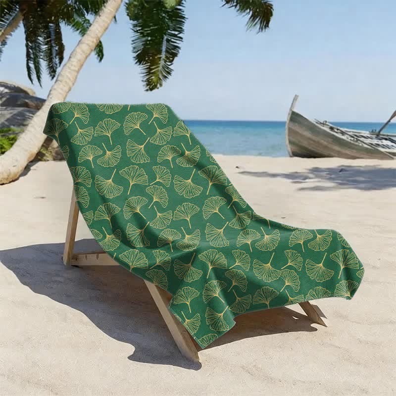 Strandtuch mit Linienzeichnung eines Ginkgoblattes - image 9