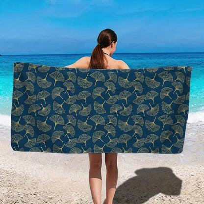 Strandtuch mit Linienzeichnung eines Ginkgoblattes - image 2