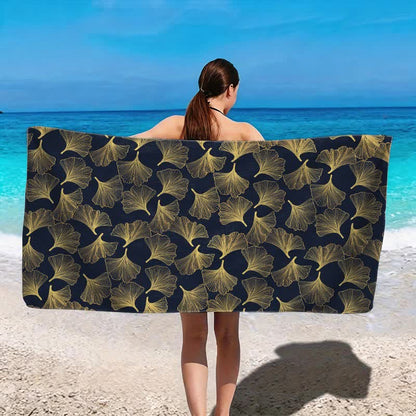 Künstlerisches Linienkunst-Ginkgo-Strandtuch - image 10