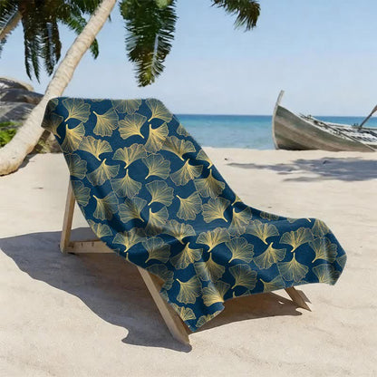 Künstlerisches Linienkunst-Ginkgo-Strandtuch - image 1