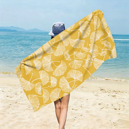 Rustikales Strandtuch aus Ginkgo Biloba - Gelb - 150 cm x 70 cm - image 4