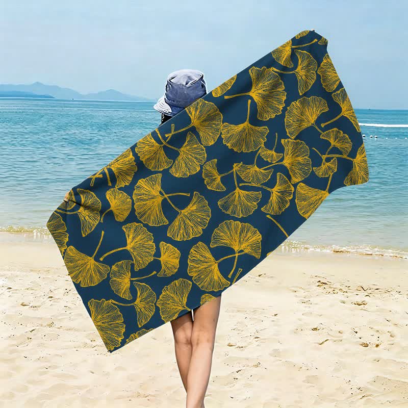 Rustikales Strandtuch aus Ginkgo Biloba - Grün - 150 cm x 70 cm - image 12