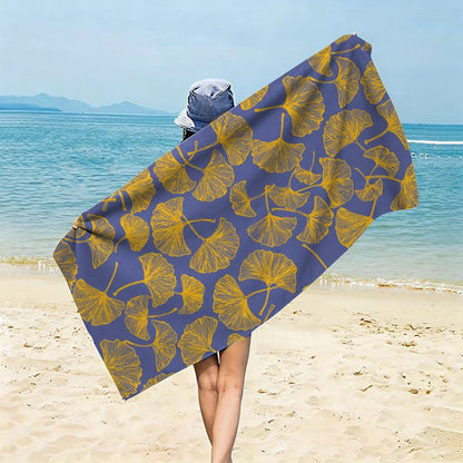 Rustikales Strandtuch aus Ginkgo Biloba - Lila - 150 cm x 70 cm - image 8