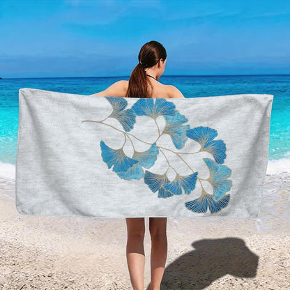 Elegantes Strandtuch mit blauem Ginkgoblatt - image 2
