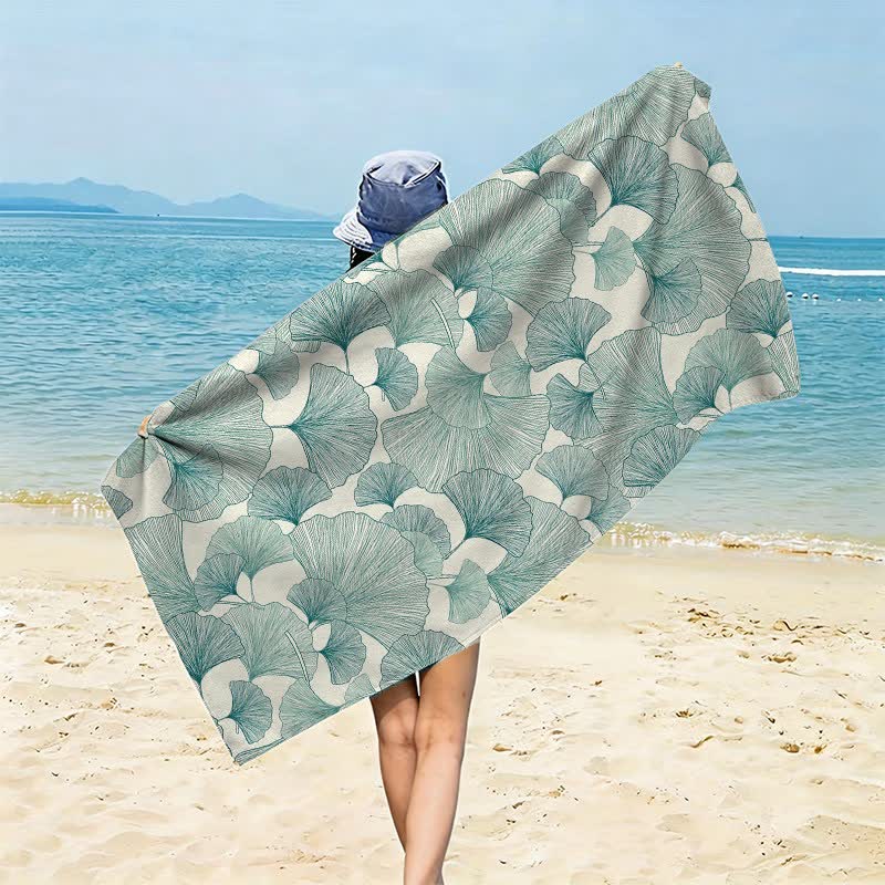 Strandtuch im erfrischenden Stil aus Ginkgo Biloba - Grün - 150 cm x 70 cm - image 0