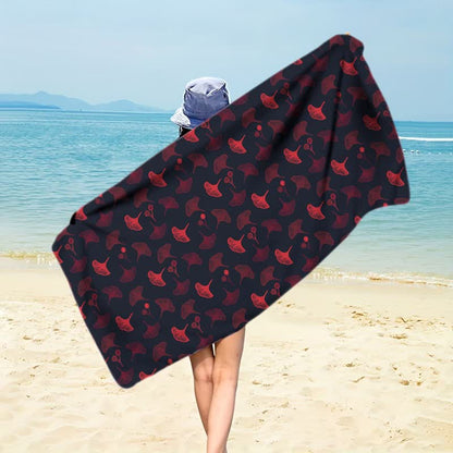 Strandtuch mit botanischem Ginkgoblatt - Schwarz - 150 cm x 70 cm - image 4