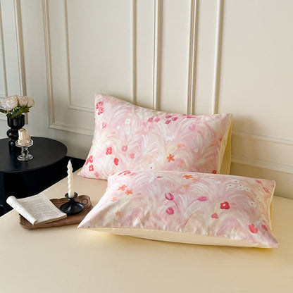 Elegantes rosa Bettwäsche-Set aus Baumwolle mit Blumenmuster - image 6