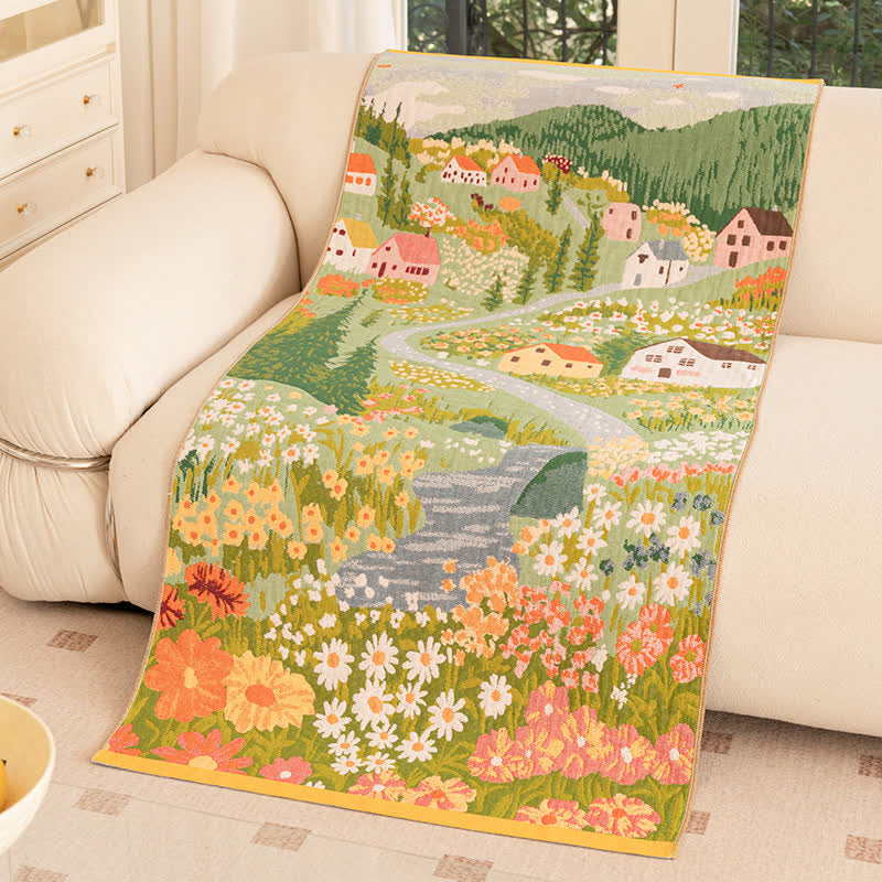 Märchenhafte Dorfdecke aus reiner Baumwolle - 75cm × 160cm - image 1