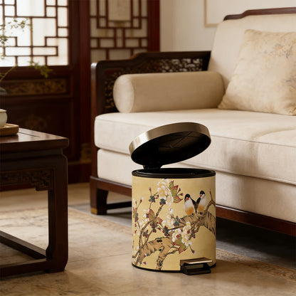 Vintage Mülleimer im Chinoiserie-Stil mit Blumen- und Vogelmotiv - image 6