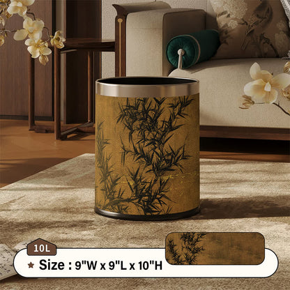 Mülleimer aus Leder mit orientalischem Zen-Bambusmuster - Braun - Standard - 22.5 x 22.5 x 26cm - image 3