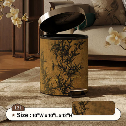 Mülleimer aus Leder mit orientalischem Zen-Bambusmuster - Braun - Fußpedal - 25 x 25 x 32cm - image 7
