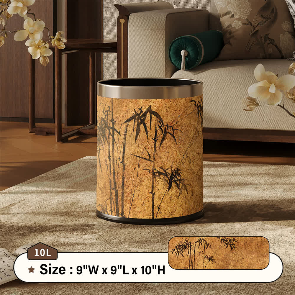 Mülleimer aus Leder mit orientalischem Zen-Bambusmuster - Khaki - Standard - 22.5 x 22.5 x 26cm - image 11
