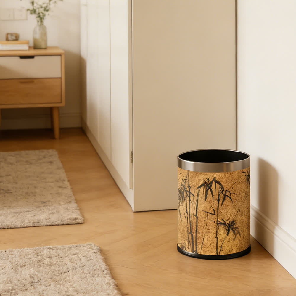 Mülleimer aus Leder mit orientalischem Zen-Bambusmuster - image 10