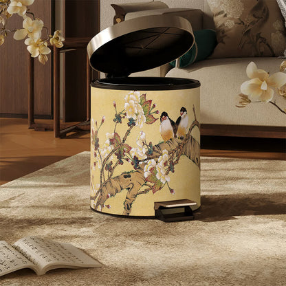 Vintage Mülleimer im Chinoiserie-Stil mit Blumen- und Vogelmotiv - image 4