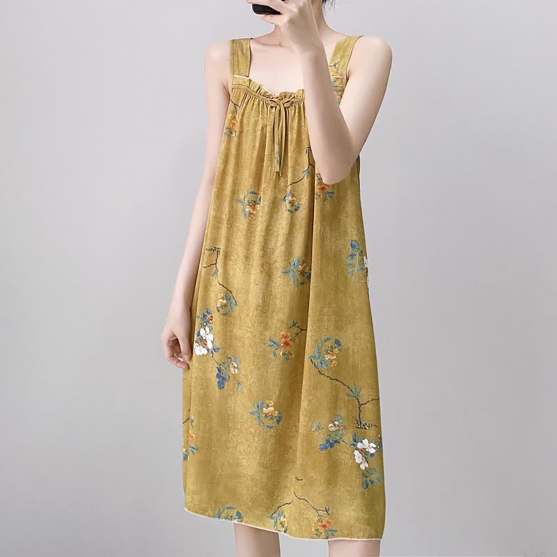Vintage-Nachthemd mit floralem Rüschenkragen, ärmellos - image 4