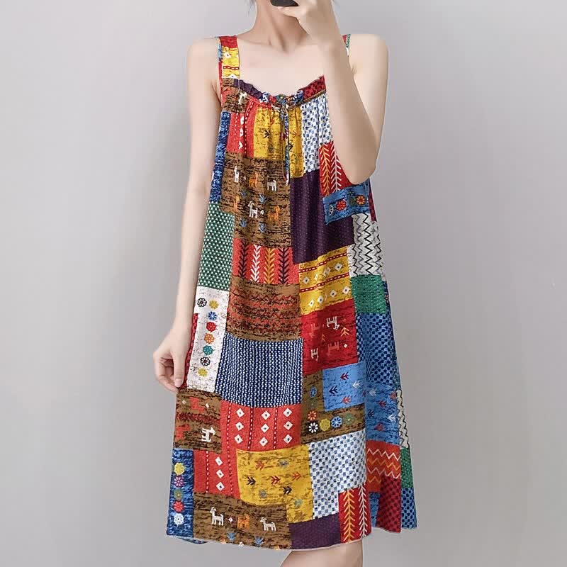 Ärmelloses Nachthemd im Vintage-Stil mit gemischtem Muster - image 3