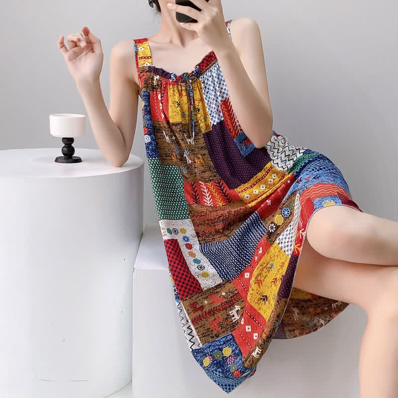 Ärmelloses Nachthemd im Vintage-Stil mit gemischtem Muster - image 2