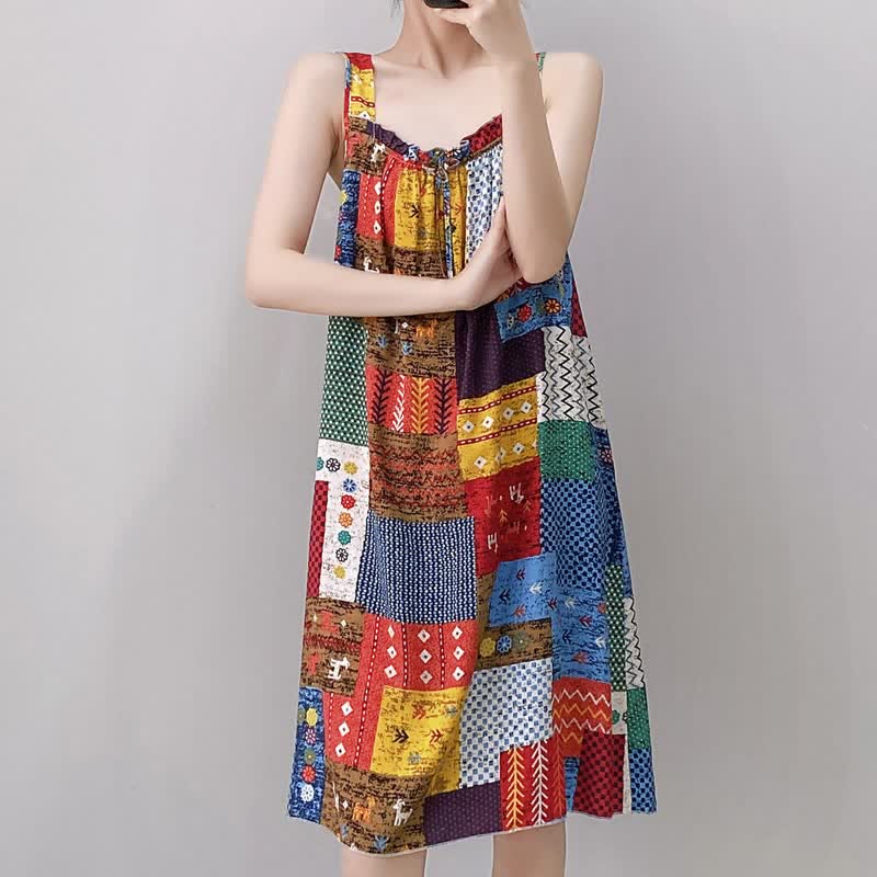 Ärmelloses Nachthemd im Vintage-Stil mit gemischtem Muster - image 4