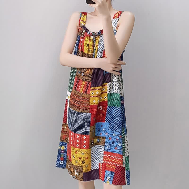 Ärmelloses Nachthemd im Vintage-Stil mit gemischtem Muster - image 5