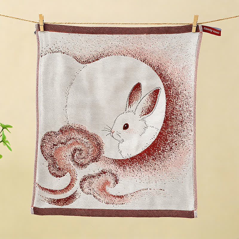 Küchenhandtücher aus Baumwollgaze mit östlichem Hasenmotiv (3 Stück) - Beige - Wolke und Hase - 34 cm x 40 cm - image 8