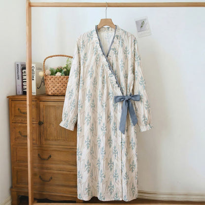 Nachthemd mit abstraktem Kunstdruck und Rüschen - Grau - 3XL - image 0