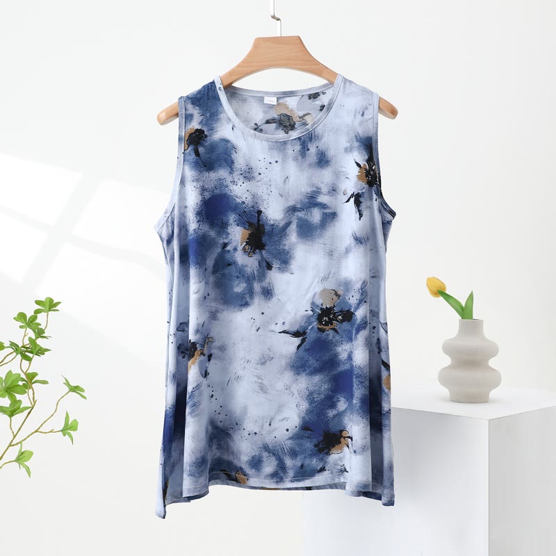 Blaues Batik-Pyjama-Set aus Tanktop und Hose - image 4