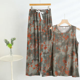 Pyjama-Set mit floralem Tanktop und Hose von Artistic Branch - Grau - 5XL - image 0