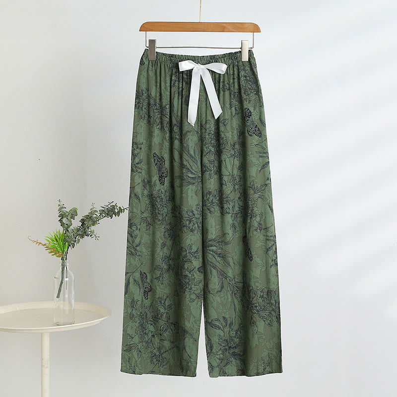 Schlafanzug mit grünem Blumenmuster und Schmetterlings-Tanktop und Hose - image 4