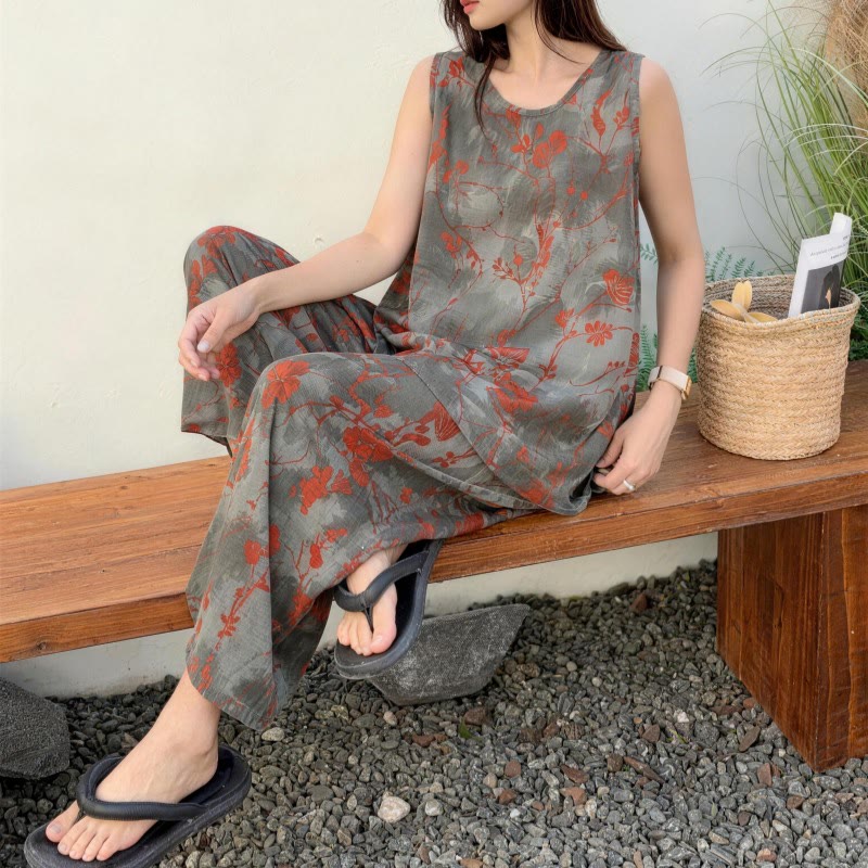 Pyjama-Set mit floralem Tanktop und Hose von Artistic Branch - image 1