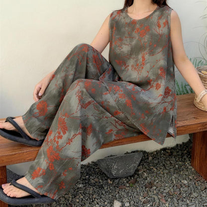 Pyjama-Set mit floralem Tanktop und Hose von Artistic Branch - image 3