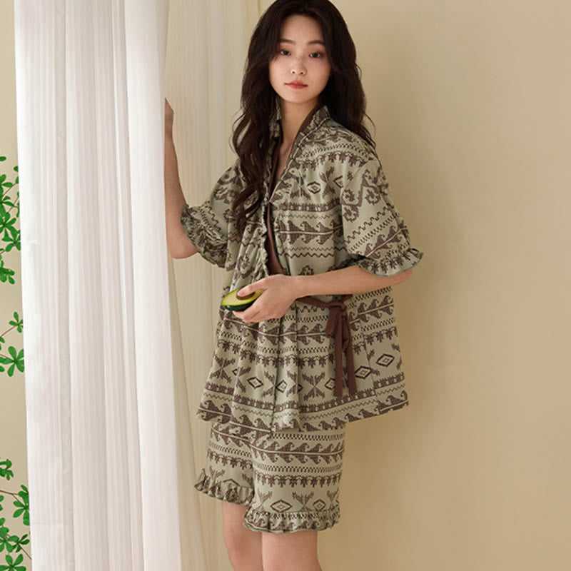 Pyjama-Set im Boho-Stil mit Rüschenärmeln - image 5